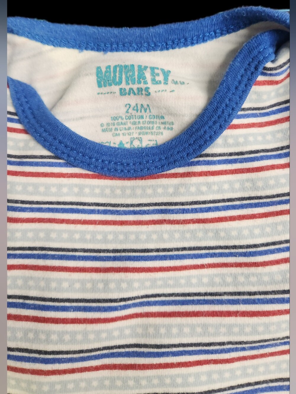 #IC7 Striped Baby Bodysuit in Blue & Red